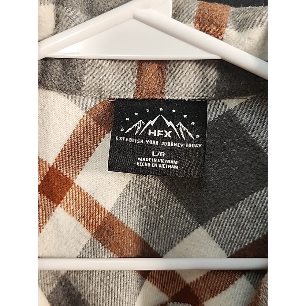 HFX Womens Shirt Jacket Fit Snap Button (Gray/Brown, Large) - Picture 4 of 8